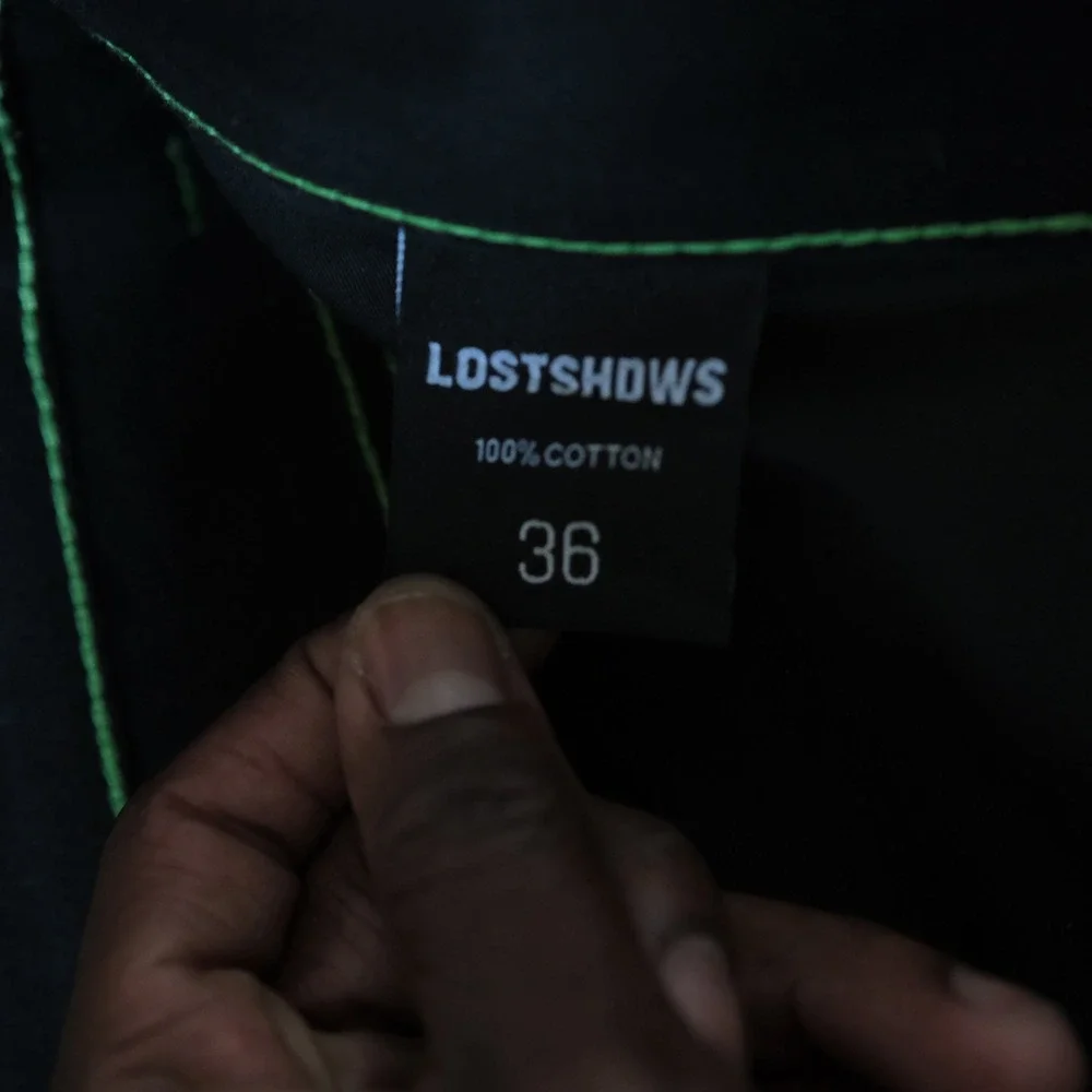 Lost SHDWS Green Outline Denim Jeans Mens Black Floral Streetwear 36 Straight
